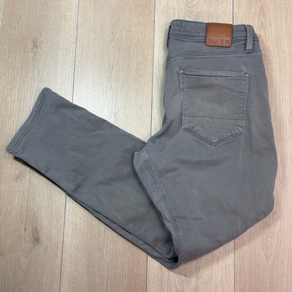 DU/ER No Sweat Slim Straight Pants Grey MFNR1002 Mens 32x28 Casual